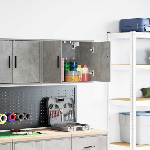 vidaXL Armoire murale de garage gris béton bois d'ingénierie