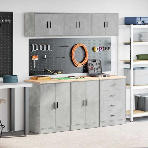 vidaXL Armoires de garage 6 pcs gris béton bois d'ingénierie