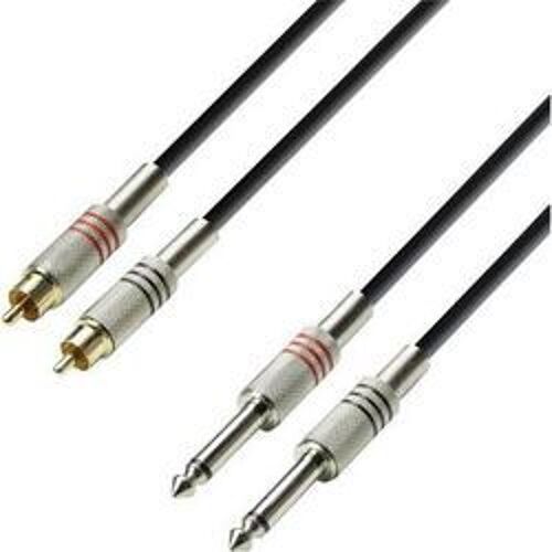 Adam Hall Double Line câble 3 m noir 2 x Cinch-Male/ 2 x Klinke 6,3 mm Male