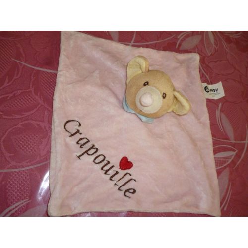 Doudou Plat Rose Ours/Souris Crapouille Sandy
