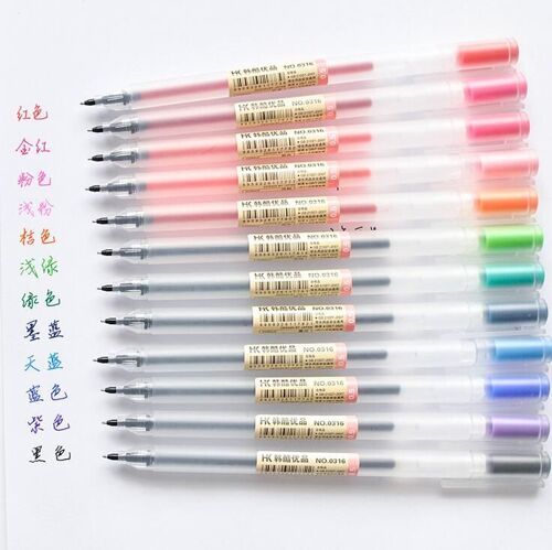 Stylo À Encre Gel Simple Coloré, 12 Pièces/Lot, Papeterie Promotionnelle, Fournitures Scolaires Et De Bureau