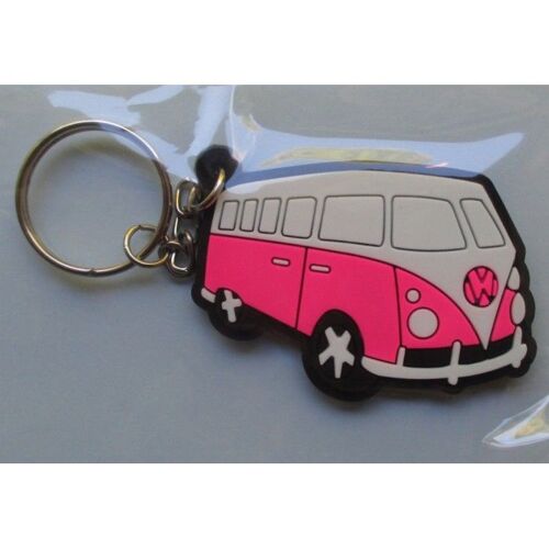 Porte Clé Vw Combi Rose De Coté Plastique Souple Volkswagen