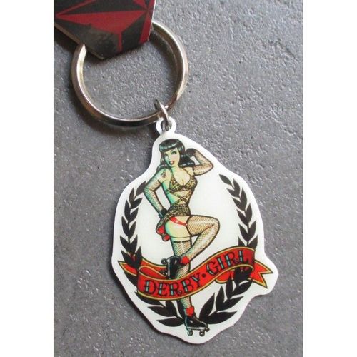 Porte Clé Pin Up Derby Girl Roller Pin Up Brune Sexy Leopard