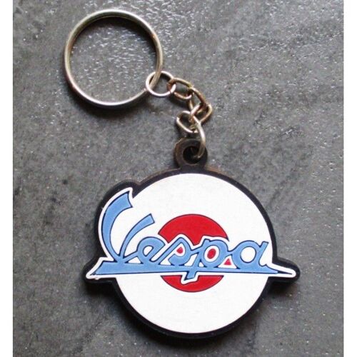 Porte Clé Vespa Logo Blanc Et Bleu Plastique Souple Scooter