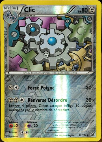 Carte Pokémon 72/114 Clic 80 Pv - Reverse Xy - Offensive Vapeur Neuf Fr