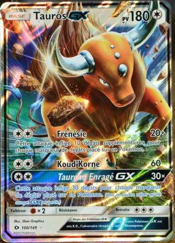 Carte Pokémon 100/149 Tauros Gx 180 Pv Sm1 - Soleil Et Lune Neuf Fr