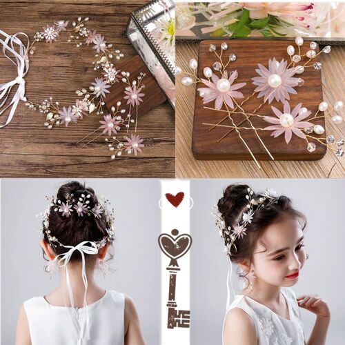 Épingle À Cheveux Pour Mariée, Bandeau, Fleur Rose, Strass, Serre-Tête, Perles, Bijoux, Accessoire De Mariage 