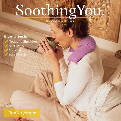 Coussin Chauffant Micro Onde - Bouillotte Sèche 46x12cm - Sac en Coton Doux rempli de Grain Blé Naturel pour Soulagement Douleur et se Relaxer (Violette)