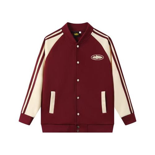 Patchwork Printed Men's Baseball Jacket Streetwear Clothes Red,Xl