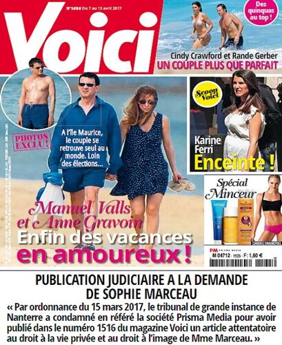Voici N° 1535 - 7 Avril 2017 - Valls & Gravoin Karine Ferri Cindy Crawford & Rander Gerber