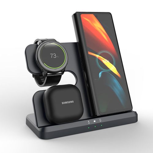 Chargeur Induction 3 En 1 Pour Samsung S24/S23/S22/S21 Plus/Ultra/Z Flip Z Fold 5/4, Chargeur Sans Fil Pour Galaxy Watch 5/5 Pro/4/3/Active 2/1, Station De Charge Galaxy Buds
