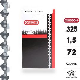 Chaîne Oregon pour tronçonneuse .325" 1,5 mm. 72 maillons. Gouge profil carré. Super 20