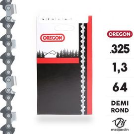 Chaîne Oregon pour tronçonneuse .325" 1,3 mm. 64 maillons. Gouge profil demi rond
