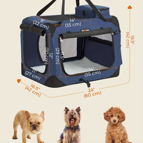 Transporteur Pliable Chien Chat – Cage Voyage Portable Avec Maille & Rangement