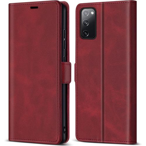 Coque Pour Samsung Galaxy S20 Fe, Protection Housse En Cuir Pu Portefeuille Avec [Emplacements Cartes], Clapet Folio Etui Pour Samsung Galaxy S20 Fe/Galaxy S20 Lite (Rouge)