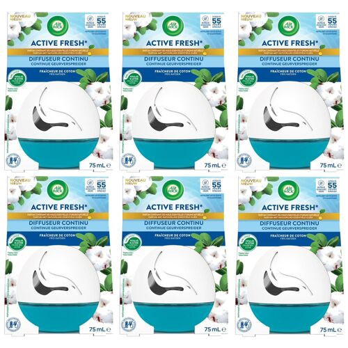 AIR WICK Lot de 6 Diffuseurs Continu Active Fresh Coton Flacon de 75 ml