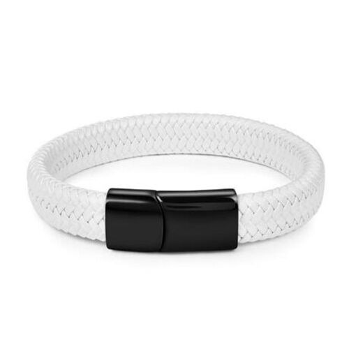 Bracelet En Cuir Tissé À La Main Pour Hommes, Style Simple, Noir, Structure En Métal, Bracelet Décontracté À La Mode, Cadeau Pour Mari, Haute Qualité