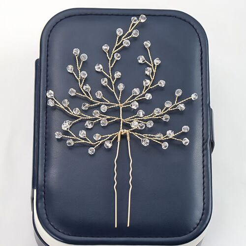 Épingles À Cheveux De Mariage, Belle Feuille De Cristal, Diadème, Or Scintillant, Bâtons De Cheveux De Mariée, Bijoux De Fête, Accessoires Pour Femmes 