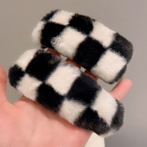 Pince À Cheveux Géométrique En Peluche, Barrettes Ovales Carrées, Épingle À Cheveux À Carreaux, Griffes Pour Femmes Et Filles, Accessoires De Mode, Cadeau 