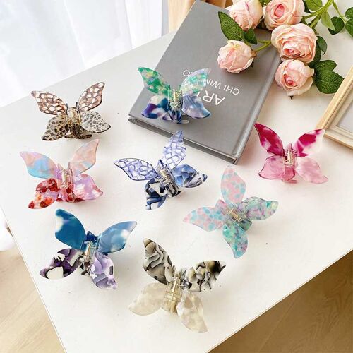 Épingle À Cheveux En Acétate Pour Femmes Et Filles, Pince À Cheveux En Forme De Papillon, Dégradé, Teinture De Crabe, Accessoires Colorés, Cadeaux 