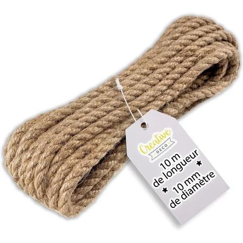 Corde De Jute - Creative Deco - 10m - Epaisseur 10mm - Naturelle - Durable
