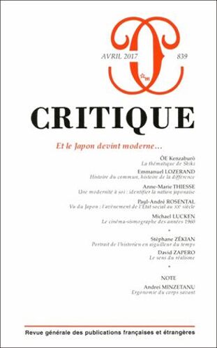 Critique N° 839, Avril 2017 - Et Le Japon Devint Moderne