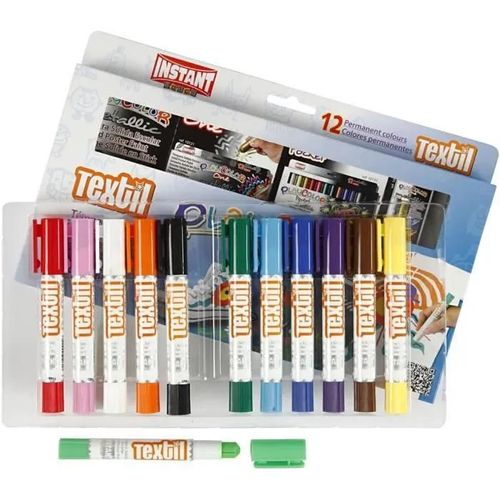 Stylos De Peinture Gouache Solide 5g - Playcolor Textil Pocket - 12 Couleurs Assorties - 10561