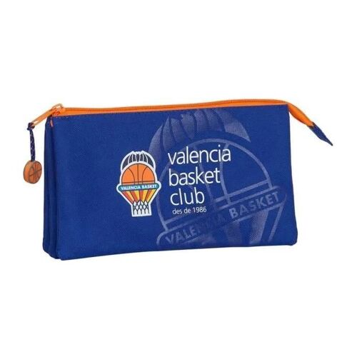 Étui scolaire - SAFTA - M744 - Bleu et Orange - Polyester - 3 compartiments zippés