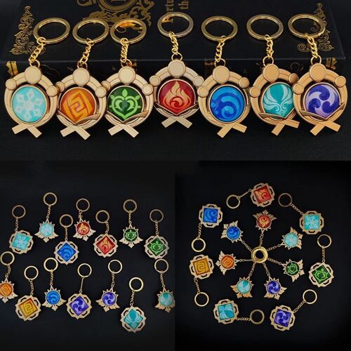 Porte-clés pendentif en verre lumineux Double face, bidimensionnel, élève de dieu environnant, Liyue Mond riz épouse pour l'hiver