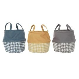 panier à linge pied de coq gris jaune gris foncé 28 x 28 x 28 cm (3 unités)