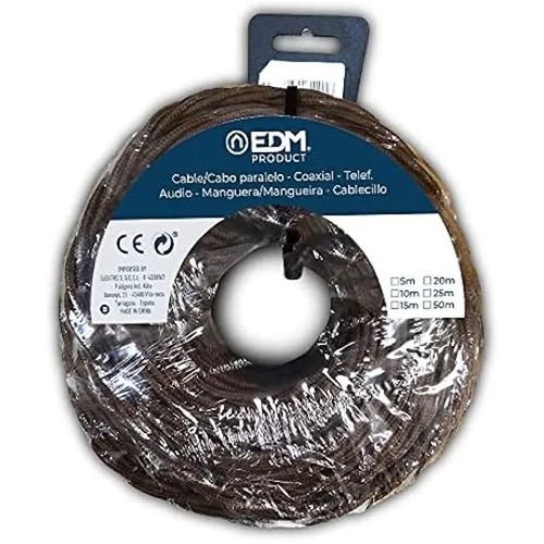 Câbles Électriques - Edm - Modèle Vintage - Couleur Marron - Tressé - Éclairage Décoratif