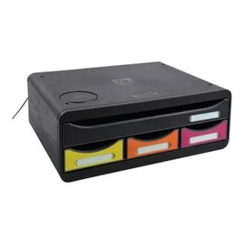 Caisson De Classement - Exacompta - Classic Qi Pad Mini A4+ - 4 Tiroirs - Recharge Qi Intégrée - Noir