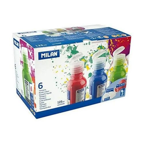 Peinture Gouache Milan - 3406 - Boite De 6 Bouteilles De Gouache De 125ml Couleurs Assorties