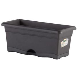 Jardinière Rectangulaire - Plastiken - 40 X 20 Cm - Anthracite - Avec Plateau