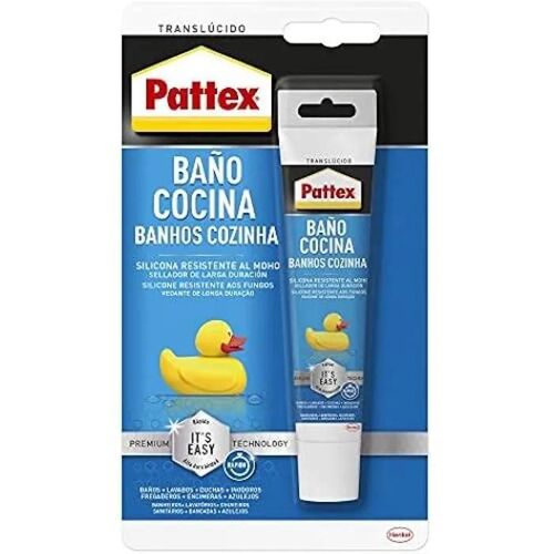Mastic imperméable Pattex Salle de bain et cuisine - Silicone transparent résistant à la moisissure