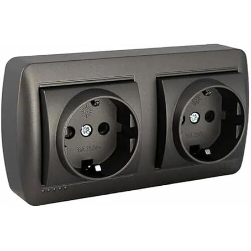 Prise murale - SOLERA - Double - 2P+T - Graphite 16A 250V