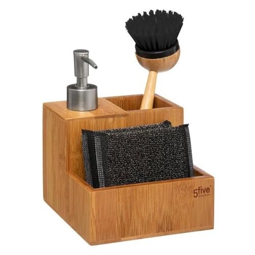 DISTRIBUTEUR DE SAVON+BROSSE + ÉPONGE BAMBOU