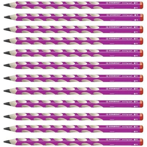Stabilo Easygraph - Lot De 12 Crayons Graphite Ergonomiques Hb (Rose) - Droitier - 322/01-Hb
