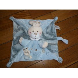 Doudou Plat Lapin Bleu Abc Nicotoy