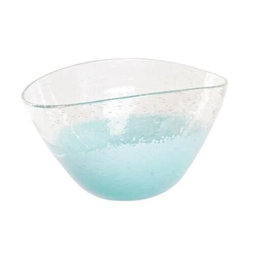 centre de table 27 x 20 x 15,5 cm verre bleu transparent
