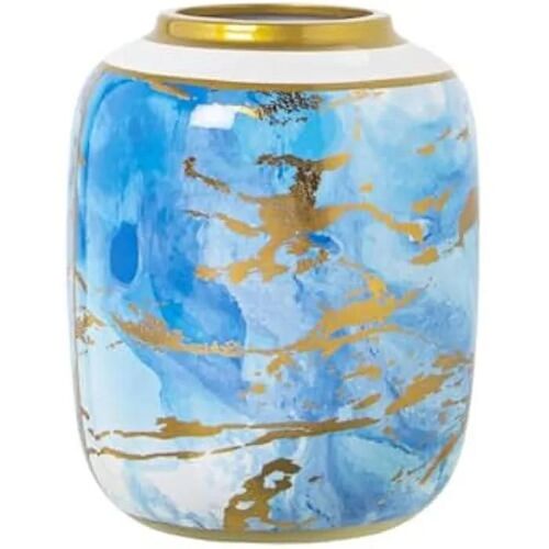 Vase céramique Alexandra House Living Bleu Blanc doré 18 x 18 x 23 cm