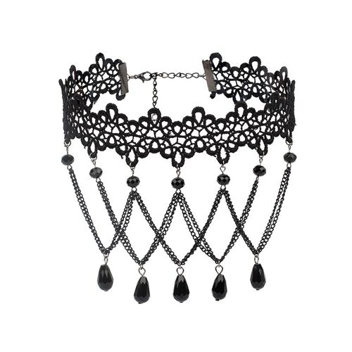 Collier Gothique Pendentif Dentelle Rétro Le Noir