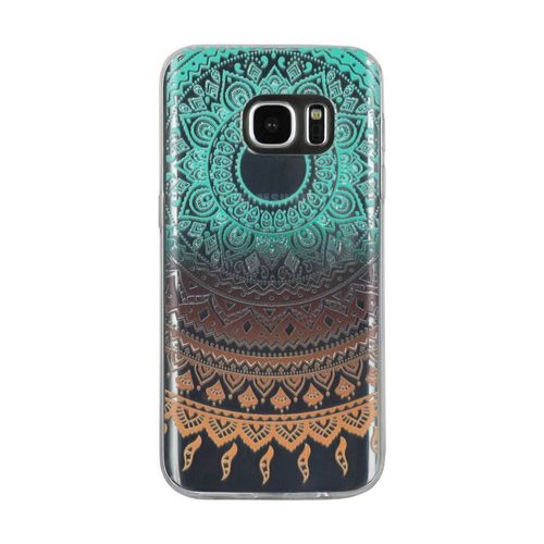 Hq-Cloud® Coque Étui Transparent En Tpu Silicone Pour Samsung Galaxy J3 (2016) Sm-J320f En Vert Jaune Motif Mandala Design Soleil Indien
