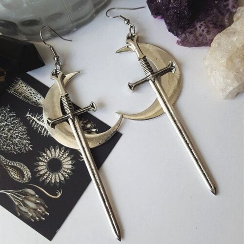 Boucles D'oreilles Longues Gothiques De Couleur Noire, Tarot Médiéval Viking, Punk Rock Alternatif, Pour Femmes Et Hommes, Cadeau, Bijoux Mystique