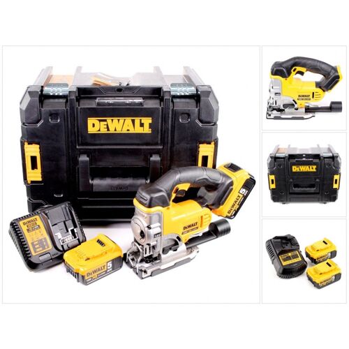 DeWalt DCS 331 P2 18V XR Li-ion Scie sauteuse avec boîtier TSTAK VI + 2x DCB 184 18V 5,0 Ah Batteries + DCB 105 Chargeur
