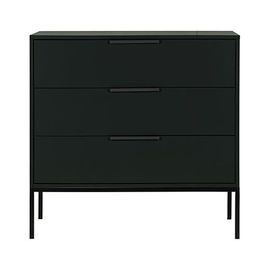 Commode 3 Tiroirs 94x52x93 Cm En Pin Massif Noir - Envel