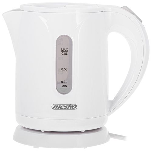 Bouilloire Électrique 0,8 L sans Fil, sans BPA, Avec Arrêt Automatique, Filtre, 1600W, Blanc, Mesko, MS1376