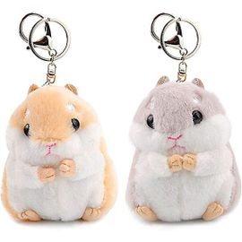 Set De 2 Mignon Hamster Peluche Porte-Clés Animaux En Peluche Porte-Clés Charme Sac À Main Pendentif