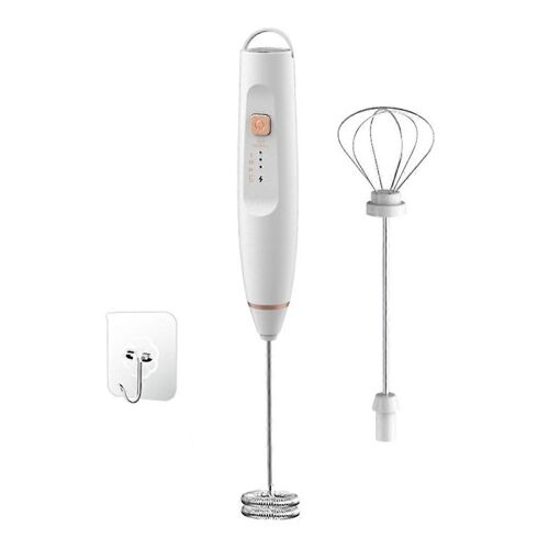 Mélangeur de mousseur à lait rechargeable pour café avec 2 fouets, bâton de mélangeur à main électrique USB, 3