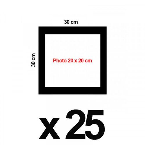 25 Passe-Partout - Noir - 30x30cm - Photo 20x20cm - Pour Cadre - Encadrement